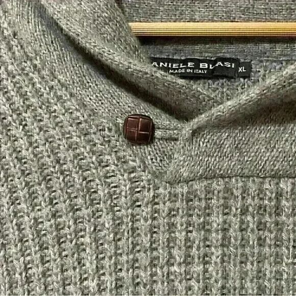 Daniele Blasi Italian Wool Blend Shawl Collar Sweater XL Gray Nautical Coastal - Picture 4 of 10